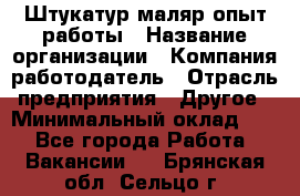 Штукатур-маляр опыт работы › Название организации ­ Компания-работодатель › Отрасль предприятия ­ Другое › Минимальный оклад ­ 1 - Все города Работа » Вакансии   . Брянская обл.,Сельцо г.